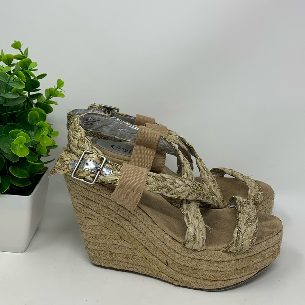Candies metallic gold espadrilles wedges, sz. 8.5